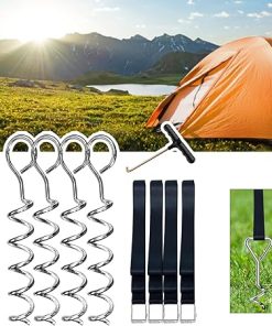 Portable Corkscrew Shape Trampoline Stakes Set of 4 for Tents 2