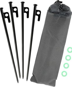 Ground Pegs Camping Set with Glow Tent Lights Steel Sand Stakes