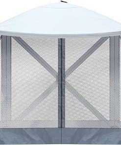 Minzan Outdoor Pop-up Camping Canopy 6.8′ x 7.2′ for Lawn, Patio, Camping (Dark Gray/Light Gray/Black) 2