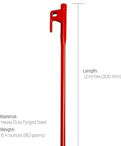 Big Bertha Heavy Duty 12 Inch Tent Stakes for Camping 4-Pack Red 2