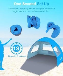 Gorich Pop Up Beach Tent for 3-4 People with UV Protection and Blanket 2