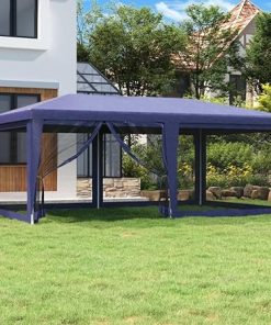 Outdoor Shelter with Mesh Sidewalls and Water-Resistant Canopy