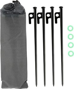 Mikikit 9 Pack Stainless Steel Tent Stakes for Windproof Camping
