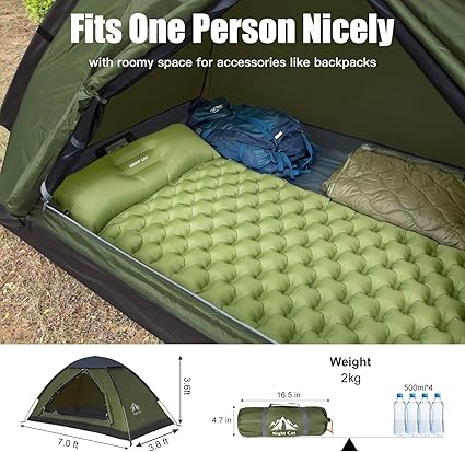 Night Cat Tent with Inflatable Sleeping Pad and Portable Sleeping Bag 2 Night Cat Tent with Inflatable Sleeping Pad and Portable Sleeping Bag - Image 2