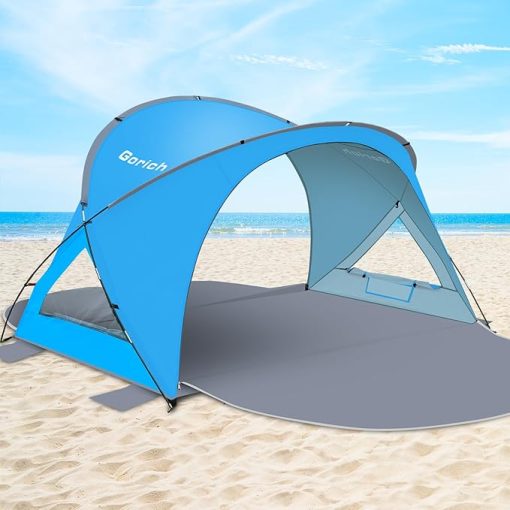 Gorich Beach Tent for 6 People with Extra-Large Sandproof Waterproof Beach Blanket, 10x9ft - Image 2