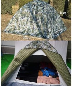 Winter 3-4 Person Ice Fishing Tent, Waterproof & Insulated Camouflage Outdoor Shelter, Portable Double-Thick Oxford Fabric Tent for Cold Weather Camping & Hunting 2