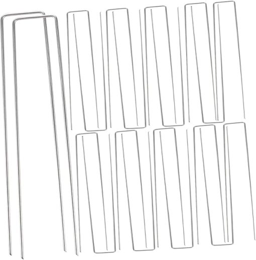 HEMOTON 50pcs U-Shaped Ground Stakes for Gardening and Lawn Fixing