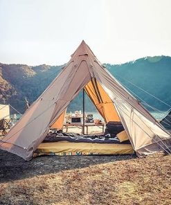 Family Camping 5-8 Person Portable Canvas Bell Teepee Tent with Stove