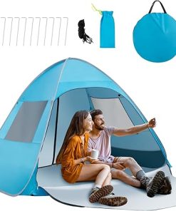GYMAX Pop Up Beach Tent Instant Canopy with UPF 50+ Sun Protection