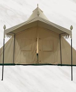 Large 19.68×13.1ft Beige Canvas Bell Tent for Glamping and Camping