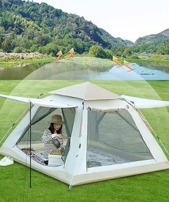 Waterproof Windproof Family Camping Tent for 3-4 Persons Easy Setup 2