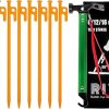 12” 8pcs Orange Tent Stakes and 12″ Carbon Steel Aluminum Camping Hammer Green