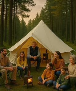 4 Season Canvas Bell Tent for 6 Person Camping and Glamping Shelter 2