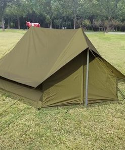 Retro Camping Tent for 2 People Rainproof Oxford Cloth Cabin 2