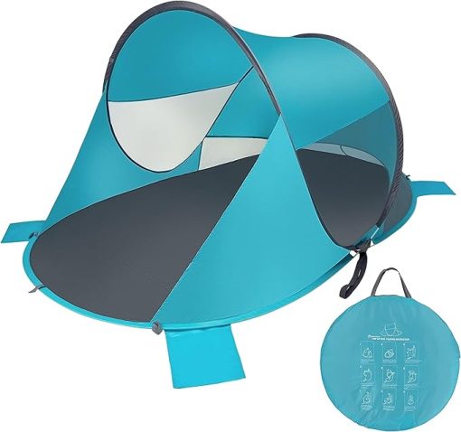 Large Beach Tent Pop Up Instant Setup for 3-4 People with UV Protection
