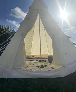 Deluxe 9.85ft Bell Tent for Family Camping and Hiking Canvas Design