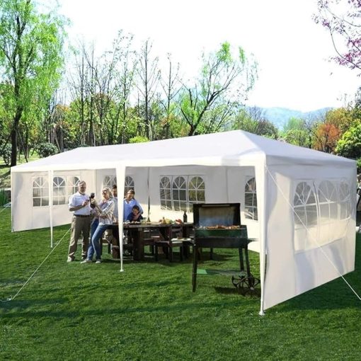 3 x 9m Five Sides Waterproof Tent with Spiral Tubes, for Weddings, Camping, and Parties, White