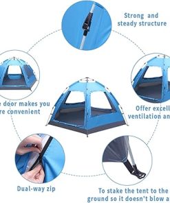 Family Camping Tent for 3-4 People Waterproof Portable Pop Up Tent 2
