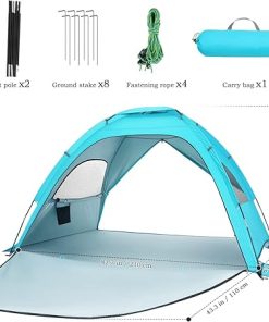 Portable Family Tent Beach Sunshade Canopy with 8 Stakes 4 Ropes 2