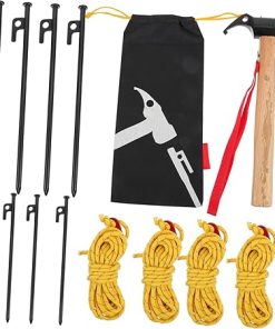 Heavy Duty Tent Stakes Set with Hammer Camping Ground Accessories