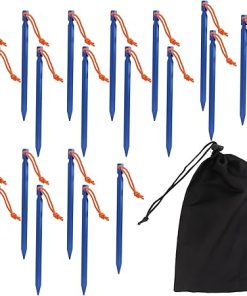 20 Heavy Duty V Shape Tent Stakes with Ropes for Outdoor Camping