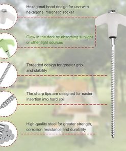 20 Heavy Duty 8 Inch Glow in The Dark Tent Stakes with Suction Hooks 2