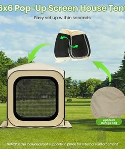 6×6 Pop-up Screen House Tent with Storage Bag for Outdoor Use 2