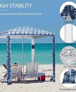 Blue Beach Tent Camping Sun Shelter Umbrella, Beach Tent Umbrella,Outdoor Shade Beach Canopy for Camping Trips,Fishing,Sun Shade – Portable Umbrella for Sports & Outdoors 6.5′ L x 6.5′ W x 7.5′ H 2