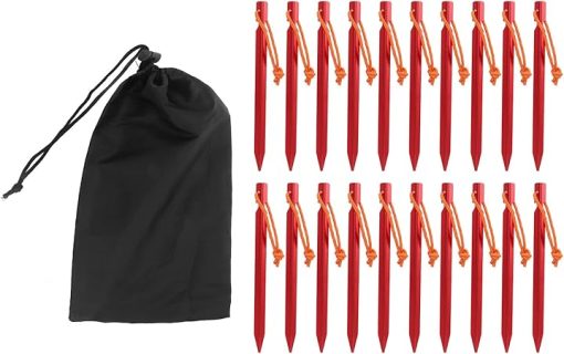 V Shape Heavy Duty Aluminium Tent Stakes with Ropes Pack of 20