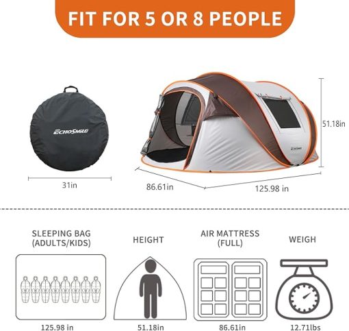 Weatherproof 4-6 Person Pop-Up Tent for Camping and Festivals - Image 2