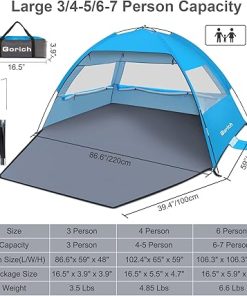 Gorich Beach Tent Sun Shelter UPF50 Plus for 4-5 People Sandproof Blanket 2