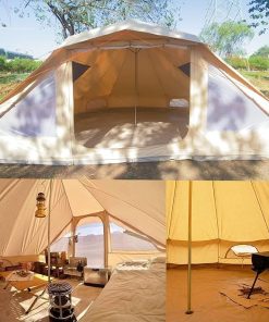 UNISTRENGH Waterproof Cotton Canvas Camping Tent for 6-12 People 2
