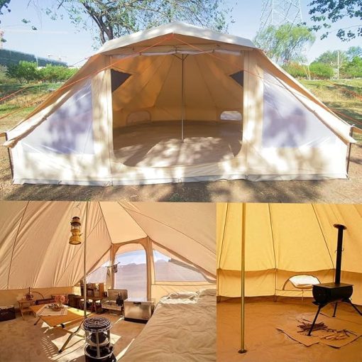 UNISTRENGH Waterproof Cotton Canvas Camping Tent for 6-12 People - Image 2