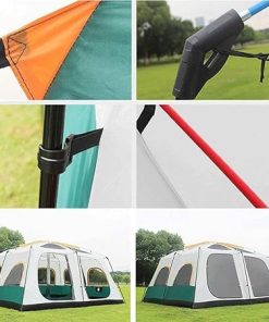 Super Large Windproof Tent for 12 People with 2 Bedrooms and Living Room 2