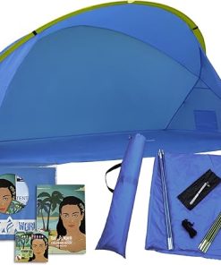 Easiest Beach Tent, Sun Shade Canopy ‘Venus’: Provide UV Protection for Your Family. Waterproof Shelters For Rain & Pacific Breeze, Easy Up Canopies, Sports Cabana Tents, Roadtrip Sunshade Shack. Blue