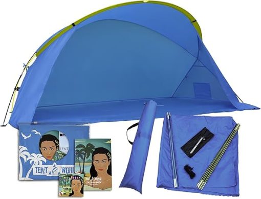 Easiest Beach Tent, Sun Shade Canopy 'Venus': Provide UV Protection for Your Family. Waterproof Shelters For Rain & Pacific Breeze, Easy Up Canopies, Sports Cabana Tents, Roadtrip Sunshade Shack. Blue