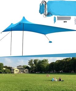 Sun Ninja Beach Tent with Sand Shovels and Poles for Outdoor Fun 2
