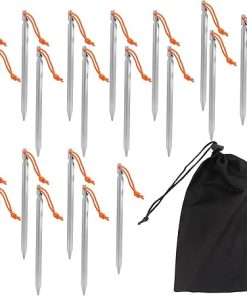 20pcs Heavy Duty V Shape Tent Stakes with Ropes for Camping 9in