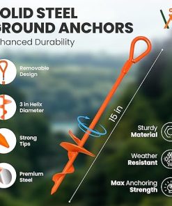 High Visibility Heavy Duty Metal Ground Anchor Stakes 4 Pack 2