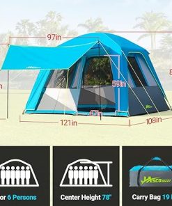 Spacious 6 Person Camping Tents with Porch and Rainfly Waterproof 2
