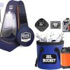 Outdoor Portable Shower Set with Tent Pump and 5 Gallon Water Bucket