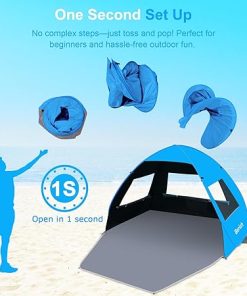 Gorich Portable Beach Tent for 4 People with UV Protection and Blanket 2