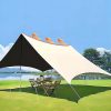 13′ x 11′ Outdoor Party Tent, Hexagon Sun Shade Shelter Canopy with Protective Mesh Screen Sidewalls, Ropes Stakes, Green 4
