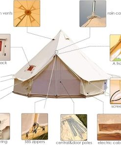 WINTENT Waterproof Cotton Canvas Bell Tent with Stove Jack for 4-12 Persons 2