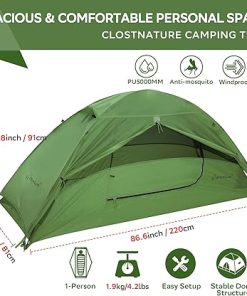 Clostnature Crux 1-Person Tent for Backpacking – 7’3” x 2’8”x 3′ Ultralight Waterproof Camping Tent with Matching Tent Footprint, One Person Easy Setup Tent with Camping Tarp for Outdoor, Hiking 2