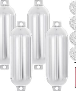 New Ribbed Vinyl Boat Fenders 8.5″ X 27″ White Dock Protection
