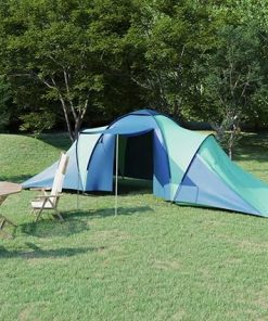 Family Camping Tent Fits Up to 6 People Easy Setup Blue Green