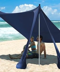 UPF50+ Beach Tent with 6 Sandbags Portable Sun Shelter for Outdoor Use