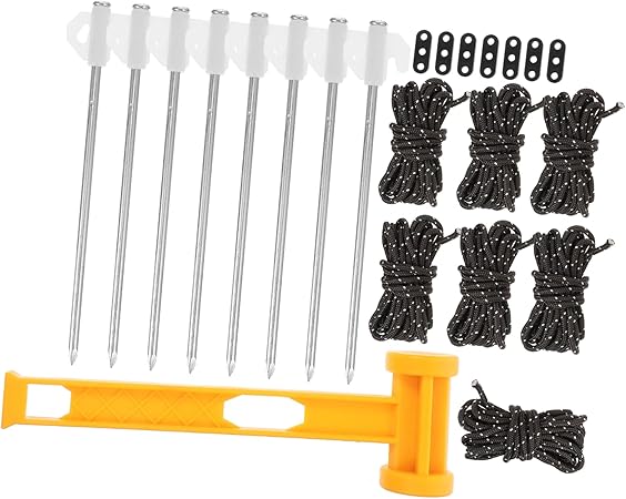 Heavy Duty Camping Tent Stakes with Windproof Ropes for Outdoors Heavy Duty Camping Tent Stakes with Windproof Ropes for Outdoors