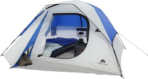OZARK Trail 4 Person Family Cabin Tent Blue and White Color